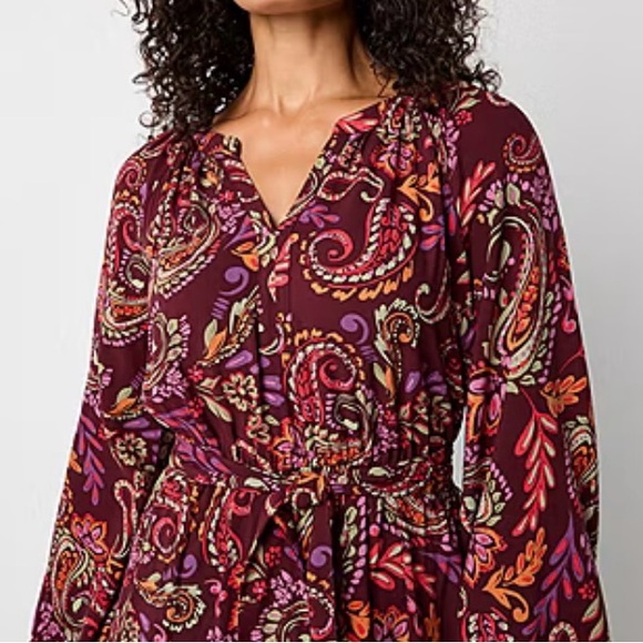 St Johns Bay NWT Lightweight Paisley Bohemian Print Dress - Picture 2 of 15